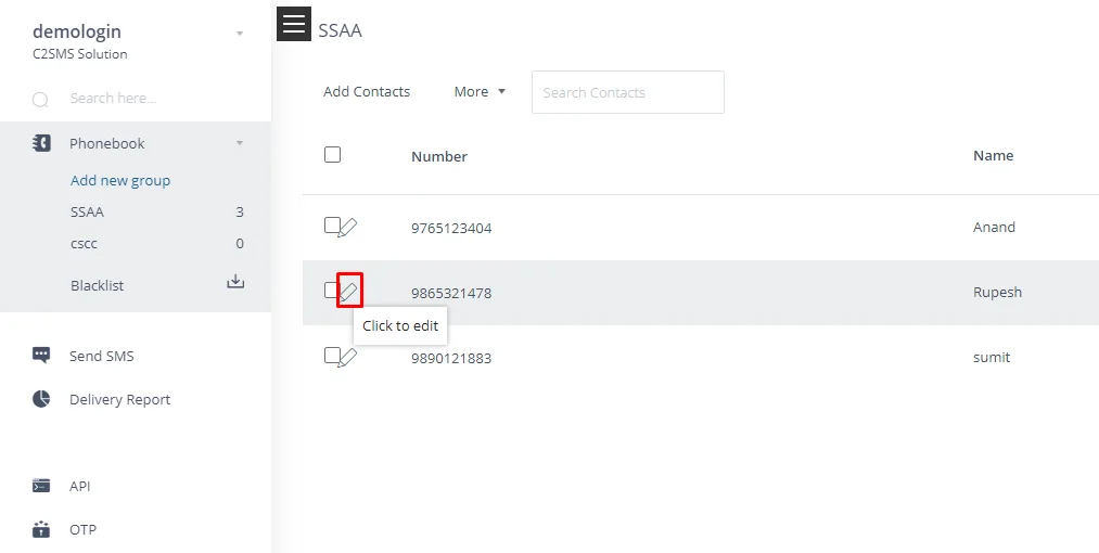 How can I set default expiry of any number in c2sms Phonebook